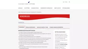 Screenshot vom Bewerberportal der Claussen-Simon-Stiftung